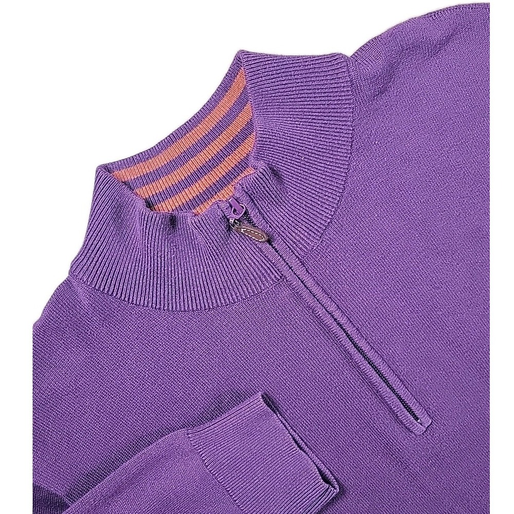 J McLaughlin BURGANDY Ribbed 1/4 Zip Pullover Sweater Men's Size MEDIUM‎
